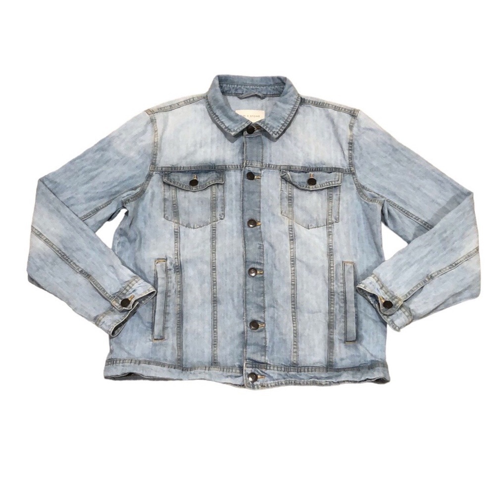 Sun + Stone Denim Jean Jacket Size Large Light Blue